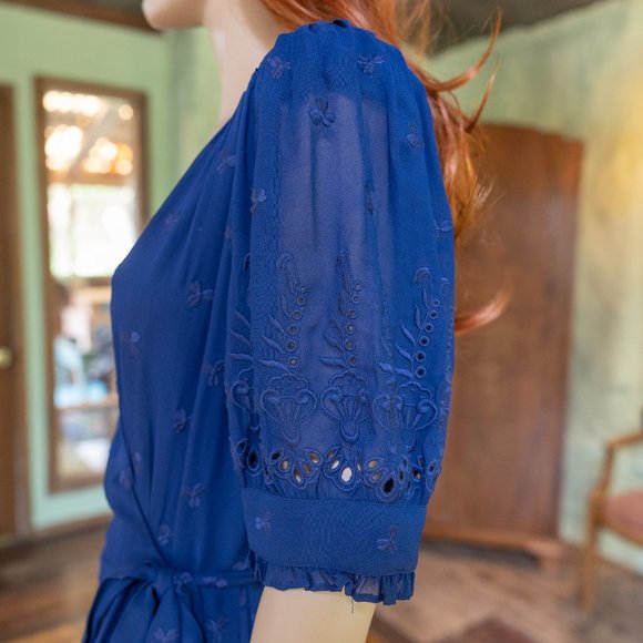 Reformation "Annalise" Navy Wrap Dress * Size Medium - Picture 11 of 11